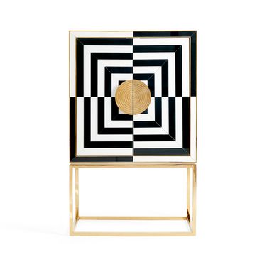 Op Art Bar In Charcoal and Ivory
