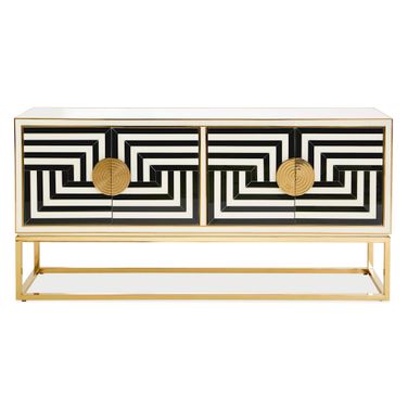Op Art Credenza In Charcoal and Ivory
