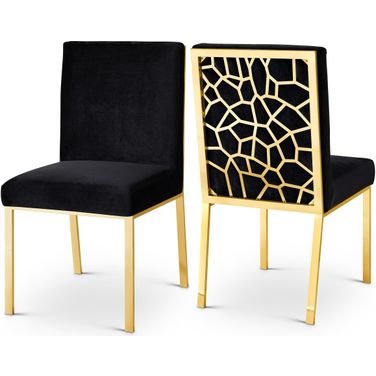 Opal Velvet Dining Chair Set of 2 In Black/Gold