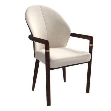 Opaline Series Elegant Wooden Dining Chair In Brown and Cream