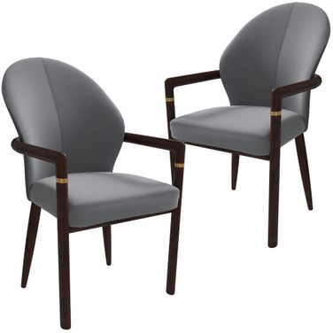 Opaline Series Elegant Wooden Dining Chair Set of 2 In Twotone Grey