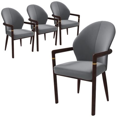 Opaline Series Elegant Wooden Dining Chair Set of 4 In Two-Tone Grey