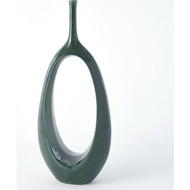 Open Oval Ring Large Vase In Emerald