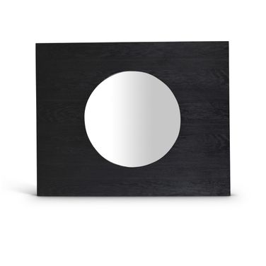 Optic Oak Wood Frame Mirror In Black
