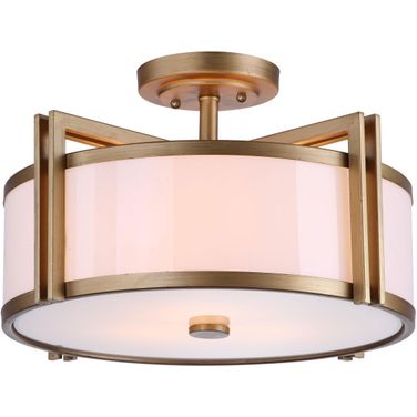 Orb Antique Gold 3-Light 17 Inch Semi Flush Ceiling Light