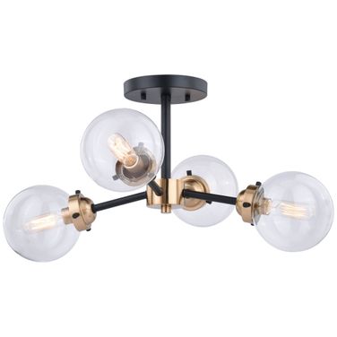 Orbit 20 Inch Semi Flush Ceiling Light In Muted Brass and Oil Rubbed Bronze
