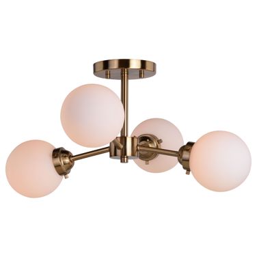 Orbit 20 Inch Semi Flush Ceiling Light In Muted Brass