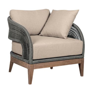 Orbit Outdoor Patio Chair In Weathered Eucalyptus and Taupe