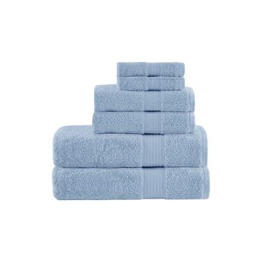 Organic 6 Piece Cotton Towel Set In Blue