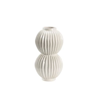 Organic Disc Vase In White and Cream