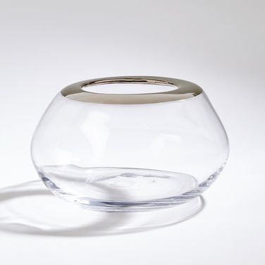 Organic Formed Large Medium Vase In Platinum Rim
