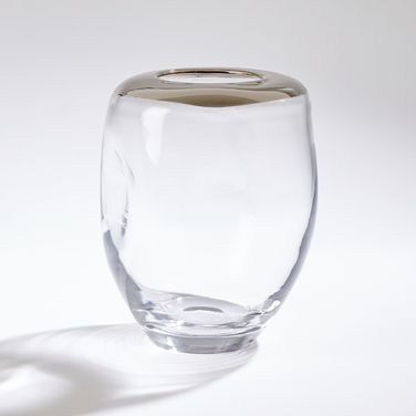 Organic Formed Medium Vase In Platinum Rim
