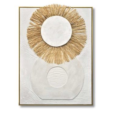 Organic Radiant Sun and Earth Textured Modern Art Canvas Wall Art In Multi