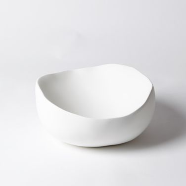 Organic Round Medium Bowl In Matte White