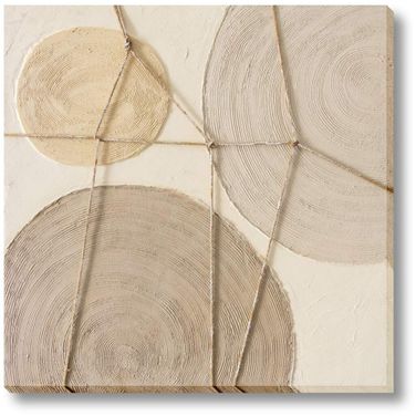 Organic Tactile Neutrals Textured Abstract Circles Canvas Wall Art In Multi