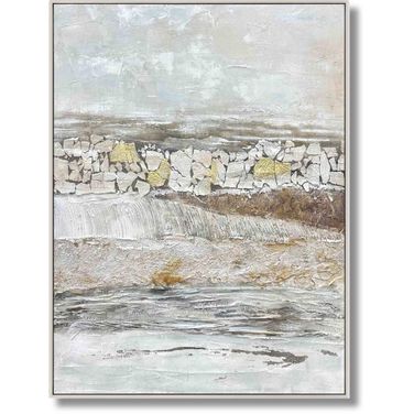 Organic Textured Serenity Stone Landscape Canvas Wall Art In Multi