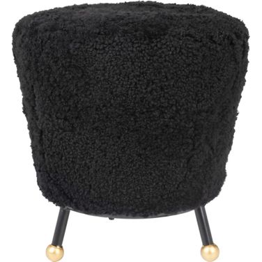 Oriana Black Retro Sheepskin Ottoman