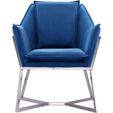 Origami Velvet Accent Chair In Blue