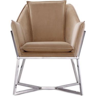 Origami Velvet Accent Chair In Fawn