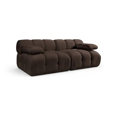 Orin Velvet Performance Fabric Upholstered 2-Piece Modular Sofa In Brown