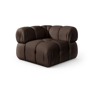 Orin Velvet Performance Fabric Upholstered Modular Corner Chair In Brown