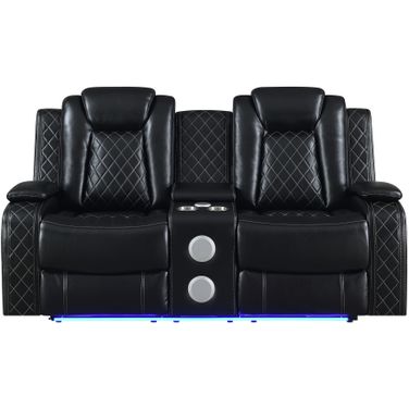Orion II Reclining Console Loveseat In Black
