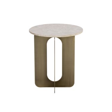 Orlo End Table In Greige and Antique Brass