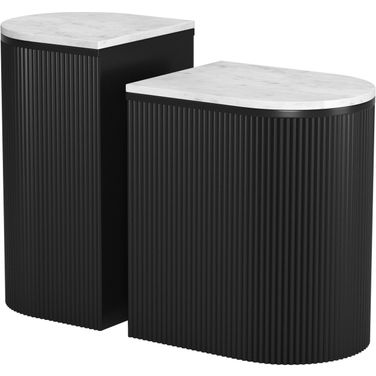 Ormara Side Table Set 2-Piece In White and Black