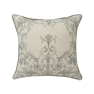 Ornat 24" x 24" Down Alternative Insert Arthur Damask Throw Pillow In Ivory and Sage