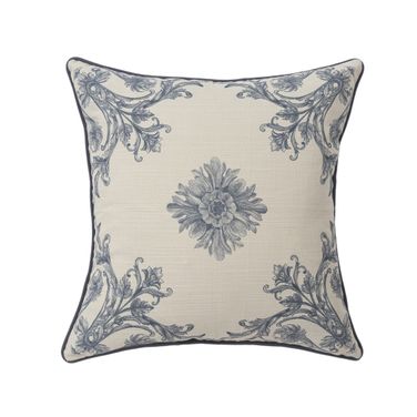 Ornat 24" x 24" Polyfill Insert Delilah Floral Throw Pillow In Blue and Ivory