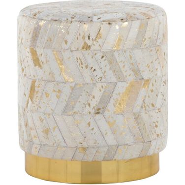 Oro 18 Inch Ottoman In Ivory and Gold