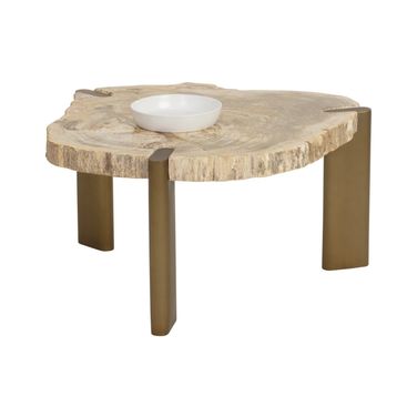Orric High Coffee Table In Natural and Antique Brass