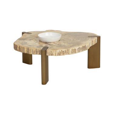 Orric Low Coffee Table In Natural and Antique Brass