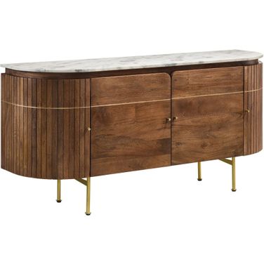 Ortega 4-door Marble Top Dining Sideboard Server White and Natural