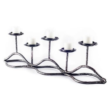 Orville Metal Pipe Five Tealight Table Candle Holder In Black