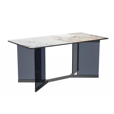 Oryn 55 Inch Dining Table with Sintered Stone Top In Black and Grey