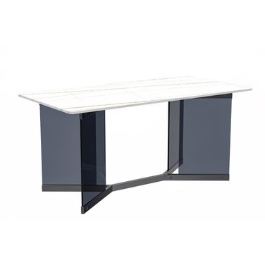 Oryn 55 Inch Dining Table with Sintered Stone Top In Black and White