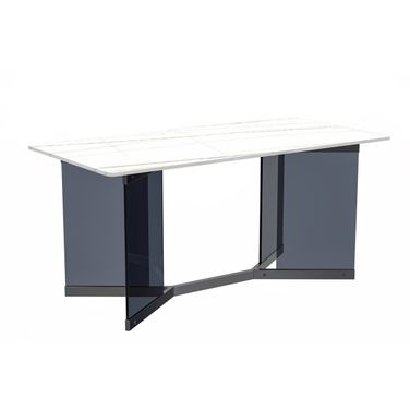 Oryn 71 Inch Dining Table with Sintered Stone Top In Black and White