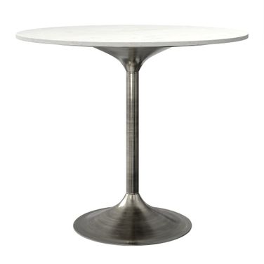 Osborne Dining Table In Antique Silver and White