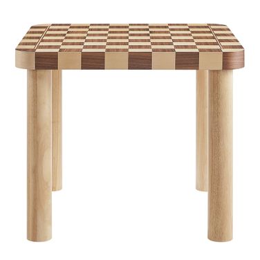 Oscar 36 Inch Square Checkered Dining Table In Oak and Walnut