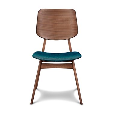 Oscar Chair with Teal Cushion Set of 2 In Brown and Green