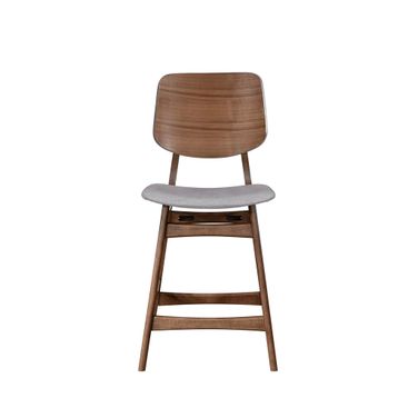 Oscar Counter Chair with Dark Gray Cushion Set of 2 In Brown and Gray
