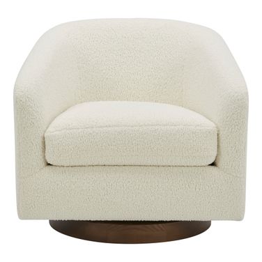 Oscy Swivel Chair In Vegan Shearling White