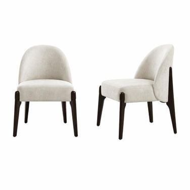 Oslo Chenille Wood Side Chair Set of 2 In Cream
