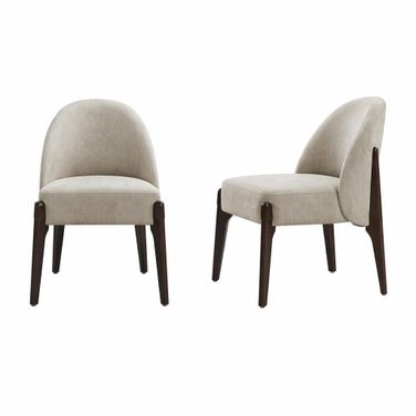 Oslo Chenille Wood Side Chair Set of 2 In Taupe