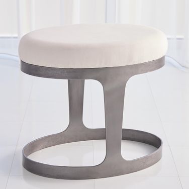 Oslo Stool In Iron With Muslin Cushion