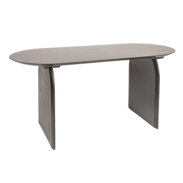 Otto Pill-Shaped Acacia Wood Dining Table with Half-Moon Base In Black