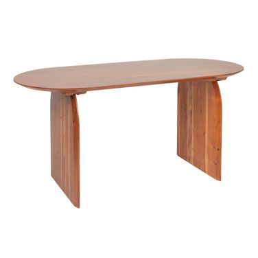 Otto Pill-Shaped Acacia Wood Dining Table with Half-Moon Base In Natural