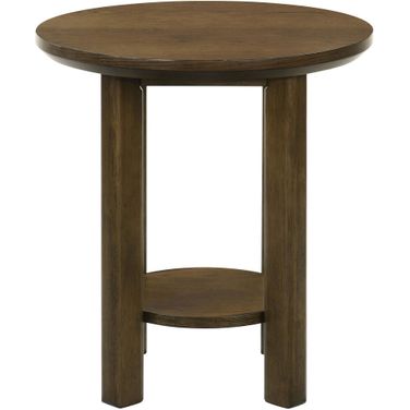 Ottowa 22-Inch Round Wood Side End Table with Shelf In Brown