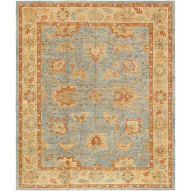 Oushak Collection Hand-Knotted Lamb's Wool Area Rug-12' 2" x 14' 4" In Beige and Light Blue